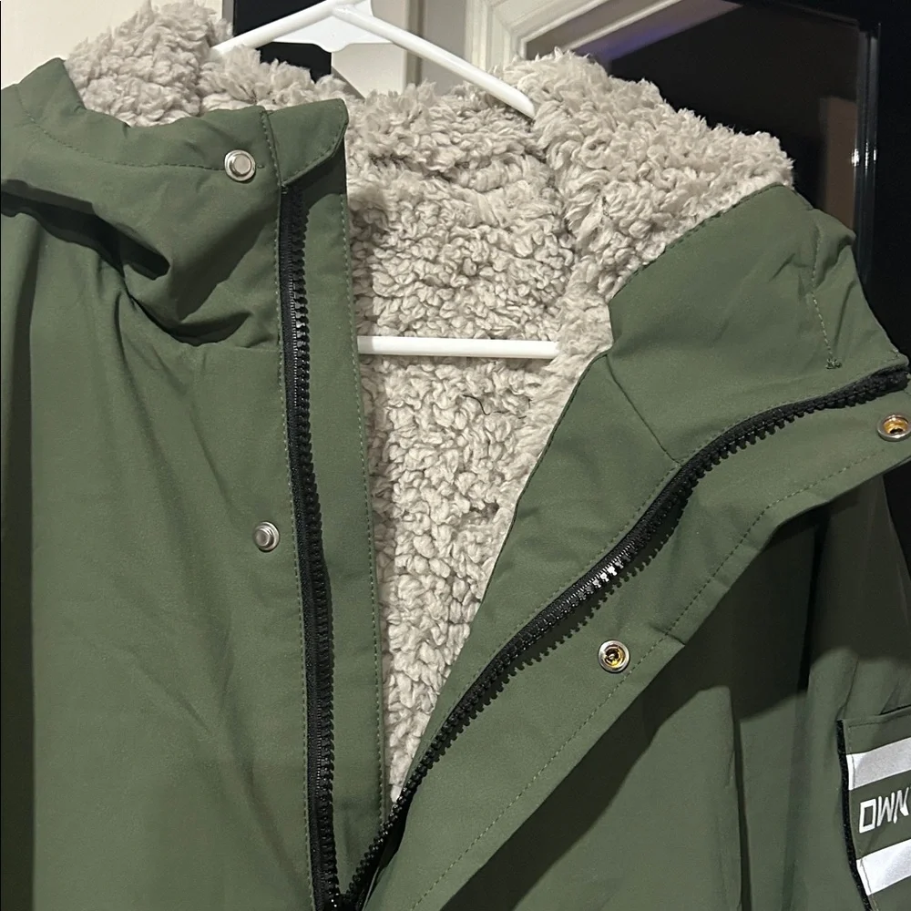 Owntop Swim Parka.  Unisex Hooded Surf Sherpa Towel Jacket With Pockets Green XS - Picture 5 of 9